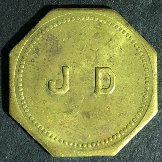 (John Doerr Lumber Wilmette, IL ?) "J.D." Token G/F 10c In Merch 22.4mm Octagon