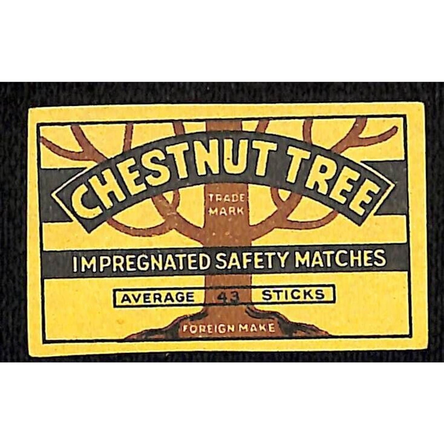 Vintage Matchbox Label NOS Chestnut Tree Impregnated Safety c1950's-60's