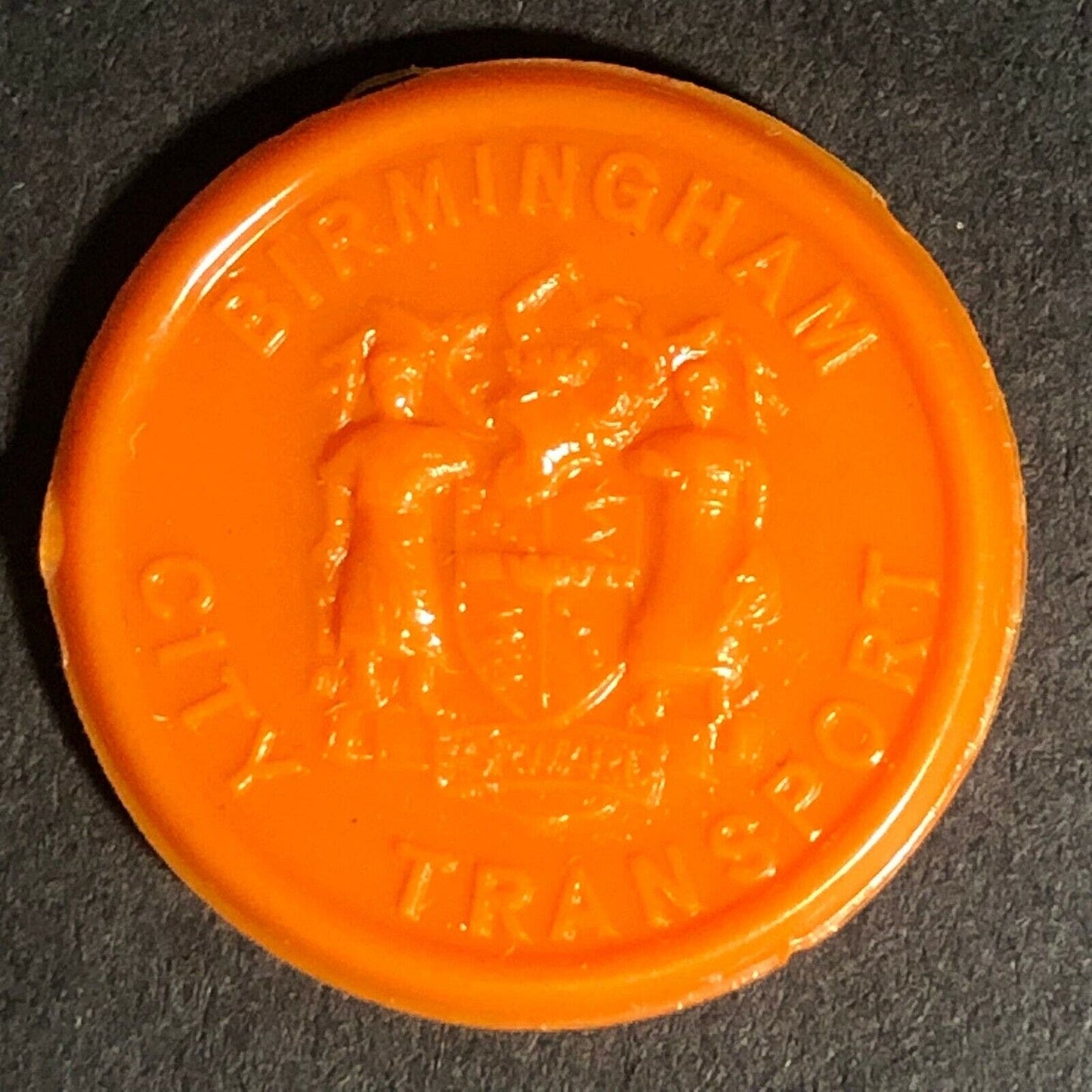 Birmingham City Transport England Plastic Token Peach Orange? 2D 22mm c50's-60's