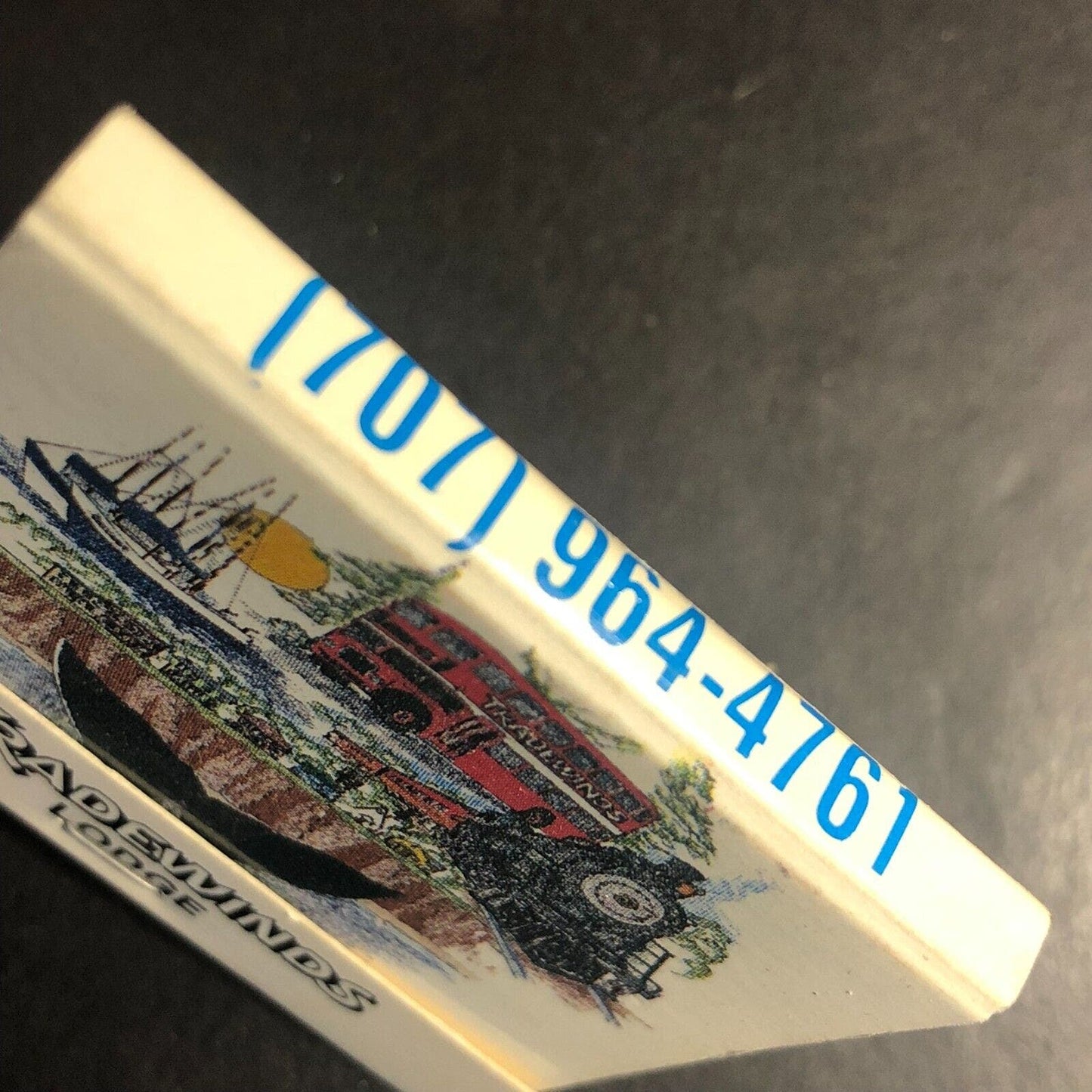 Fort Bragg, CA Tradewinds Lodge Full Matchbook c1975-85 "Skunk Train Passage"