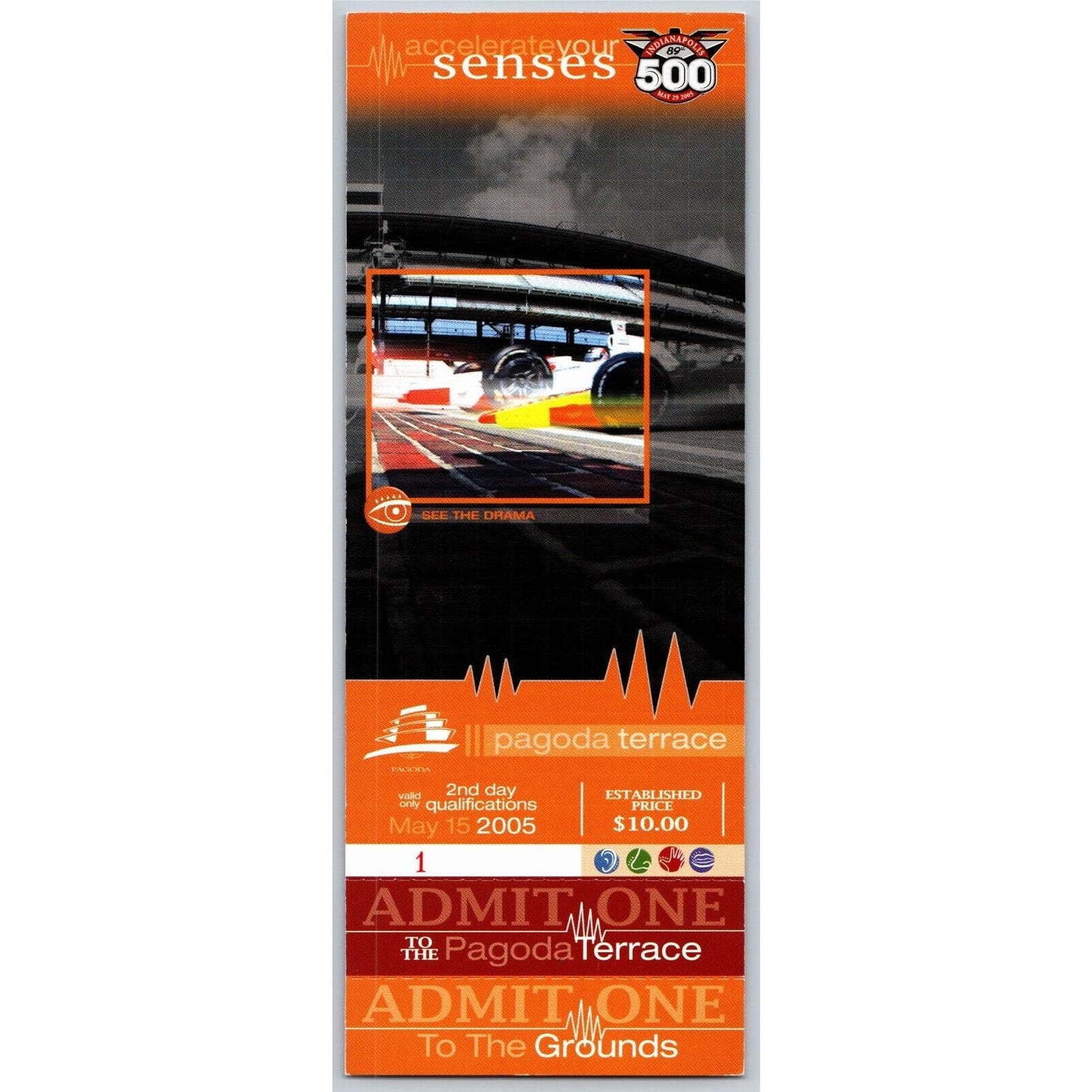 2005 Indy 500 3rd Day Qualifications Pagoda Terrace Unused Ticket IMS #1