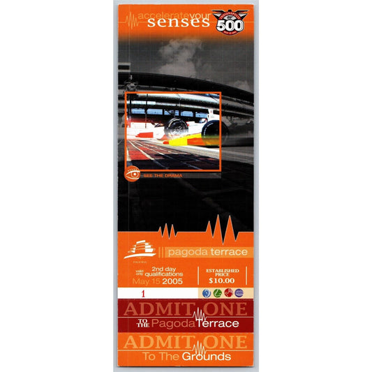 2005 Indy 500 3rd Day Qualifications Pagoda Terrace Unused Ticket IMS #1