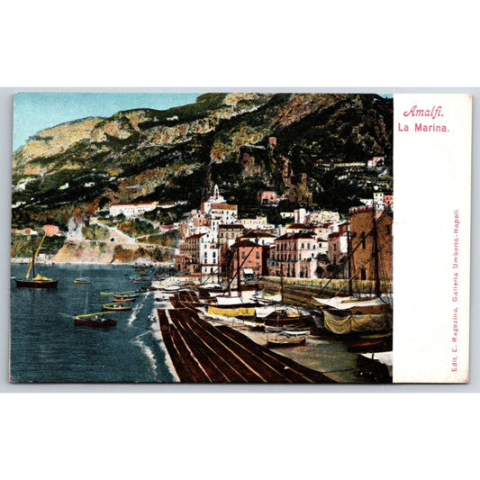 Italian Postcard Amalfi Mountains City Marina Navy 1901-1907 NP VGC