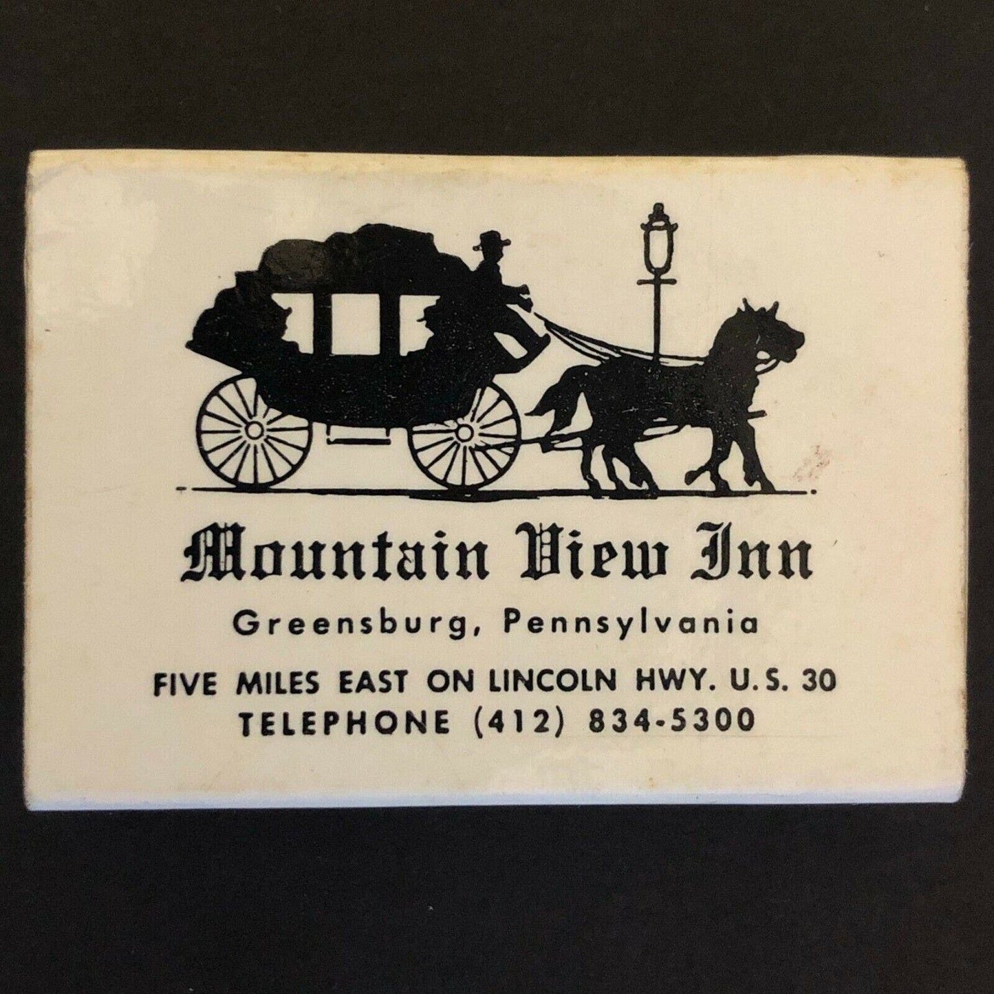 c1970's-80's Wooden Matchbox Matchbook "Mountain View Inn" Greensburg, PA