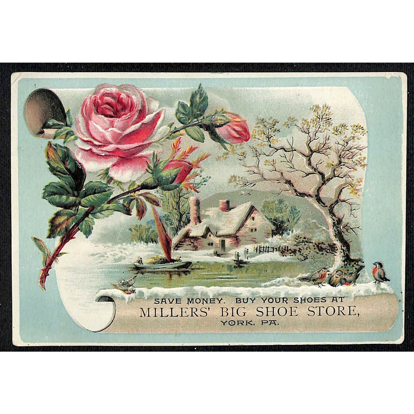 1880-90's Victorian Trade Card E. J. Miller Son & Co. Big Shoe Store - York, PA