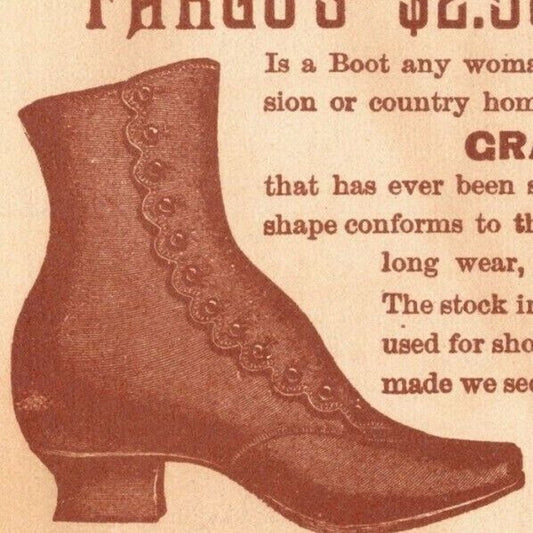 Large Scarce 1893 Chicago World's Fair Trade Card C. H. Fargo & Co. $2.50 Boot