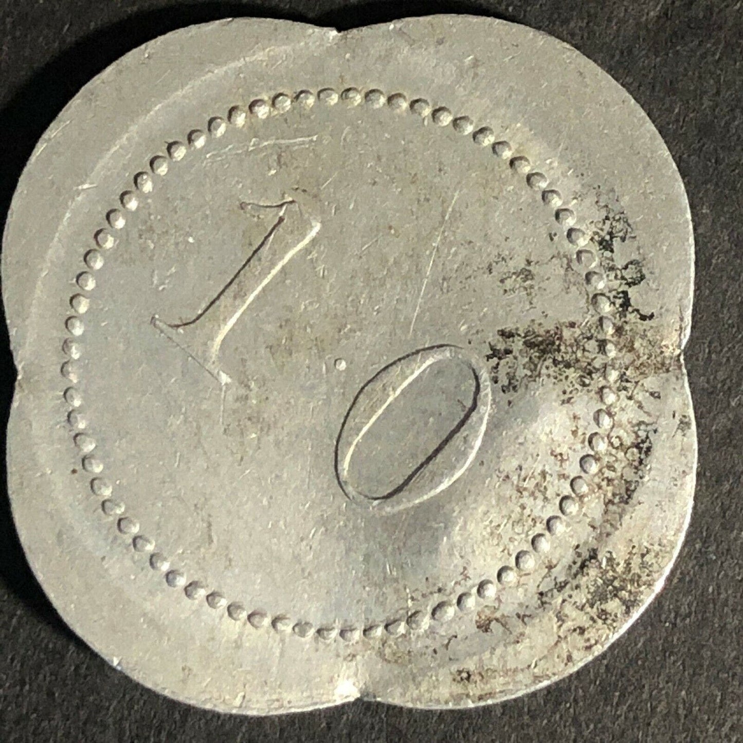 Athletic Assn. Check Room Alum. "74" "10" Token 26.7mm - Damaged