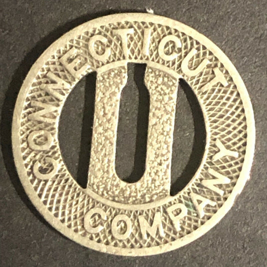 c1920-40's 16mm "Connecticut Company" G/F One Fare - Brass Transit Token (1609)