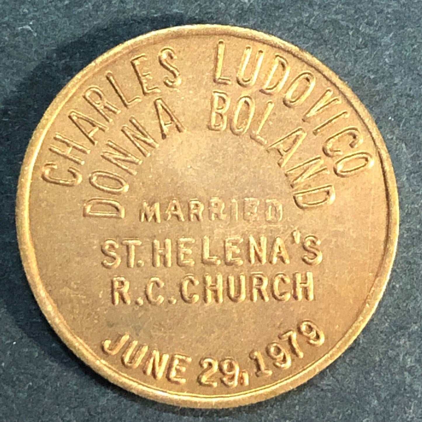 Charles Ludovico Dona Boland Married Custom Token 1979 20mm VGC
