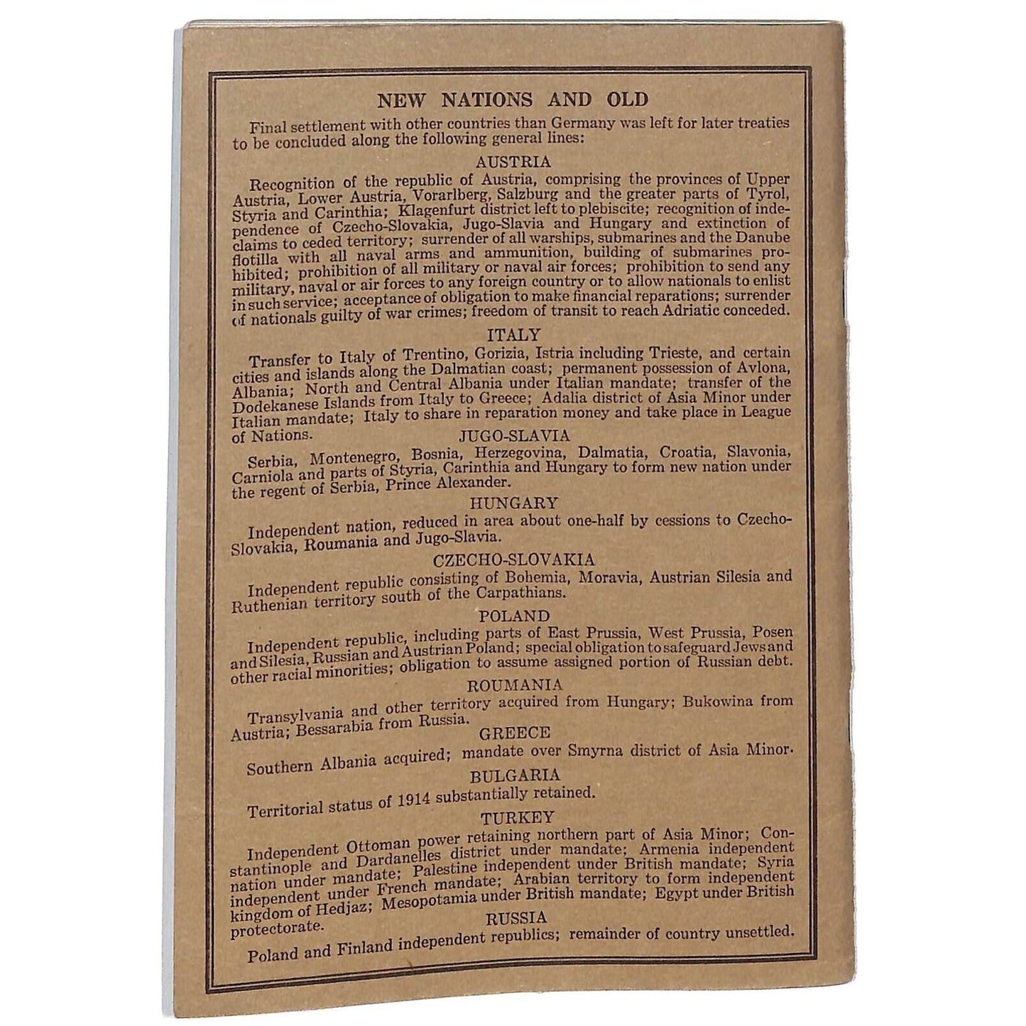 Lovell's "A New Atlas of the World" WWI c1919 SC Book 32pp Maps+++Text pp.