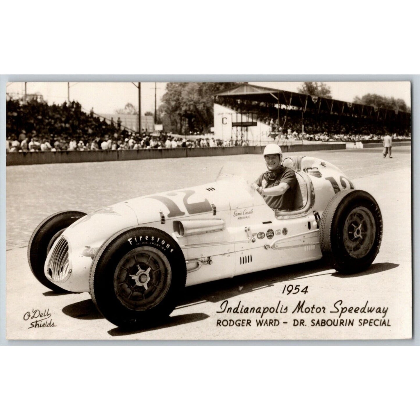 Indy 500 RPPC Postcard "1954 Rodger Ward" Official Race Photo Unposted VGC