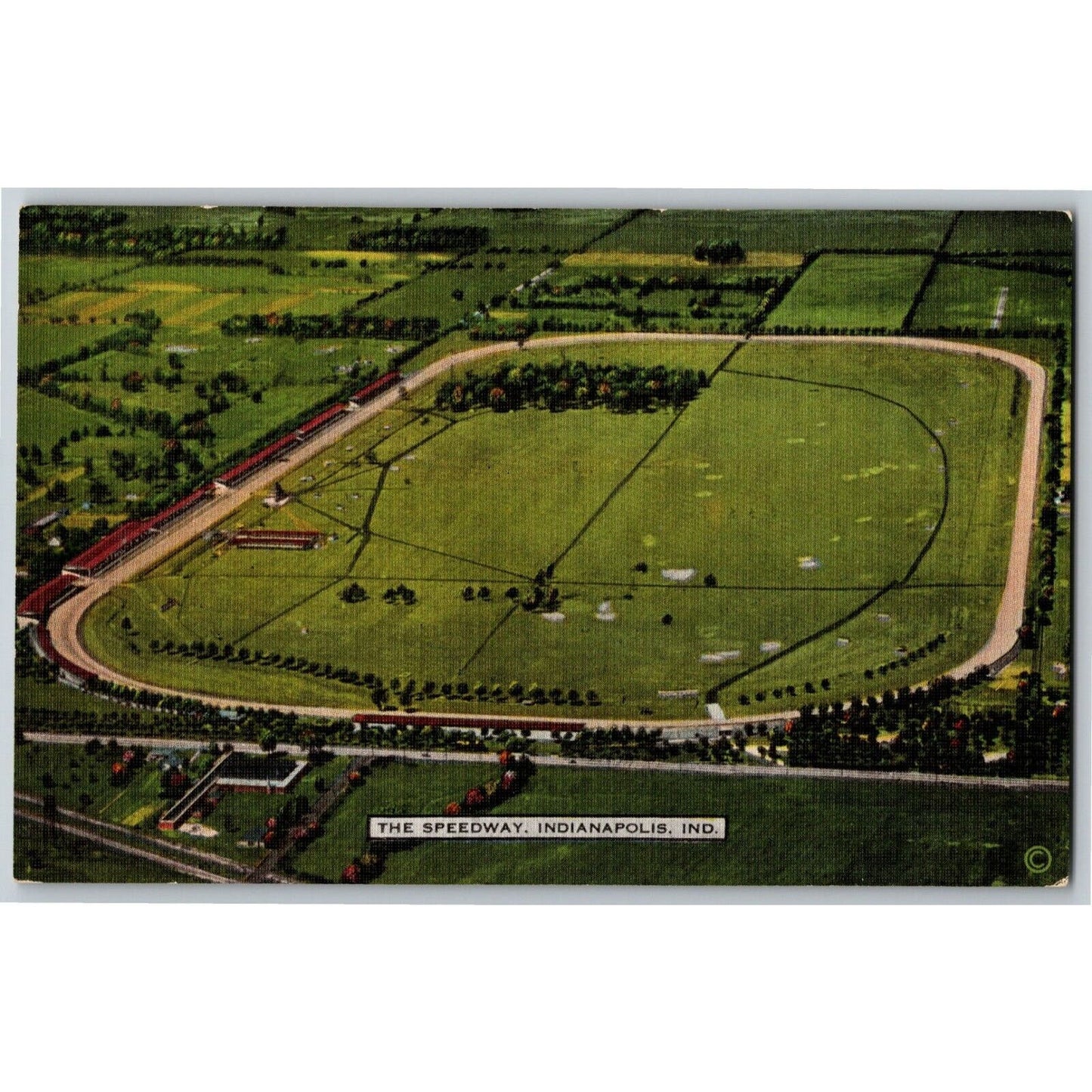 Indy 500 Linen Postcard 1937 "The Speedway, Indianapolis" VGC Unposted