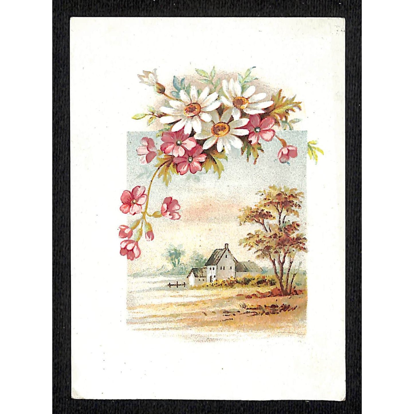 French Victorian Trade Card Chocolat Francois-Meunier / Spring Floral Home Scene