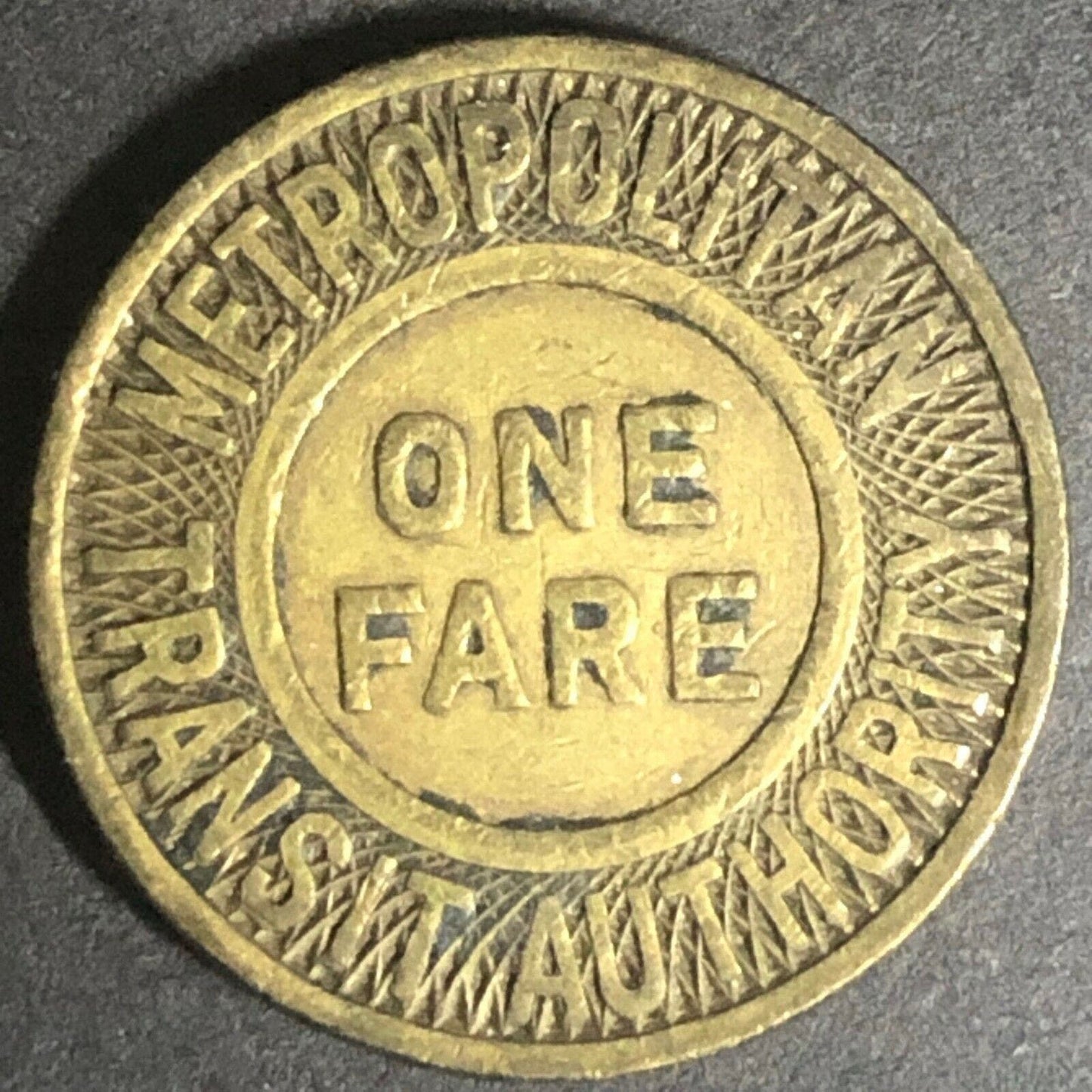 c1951 20mm Metropolitan Transit Authority One Fare Brass Transit Token - Boston