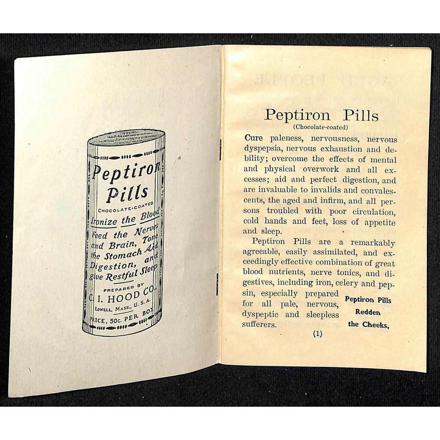 c1890's-1910 Peptiron Pills "Puts Roses On Your Cheeks" Booklet Trade Card 12pp.