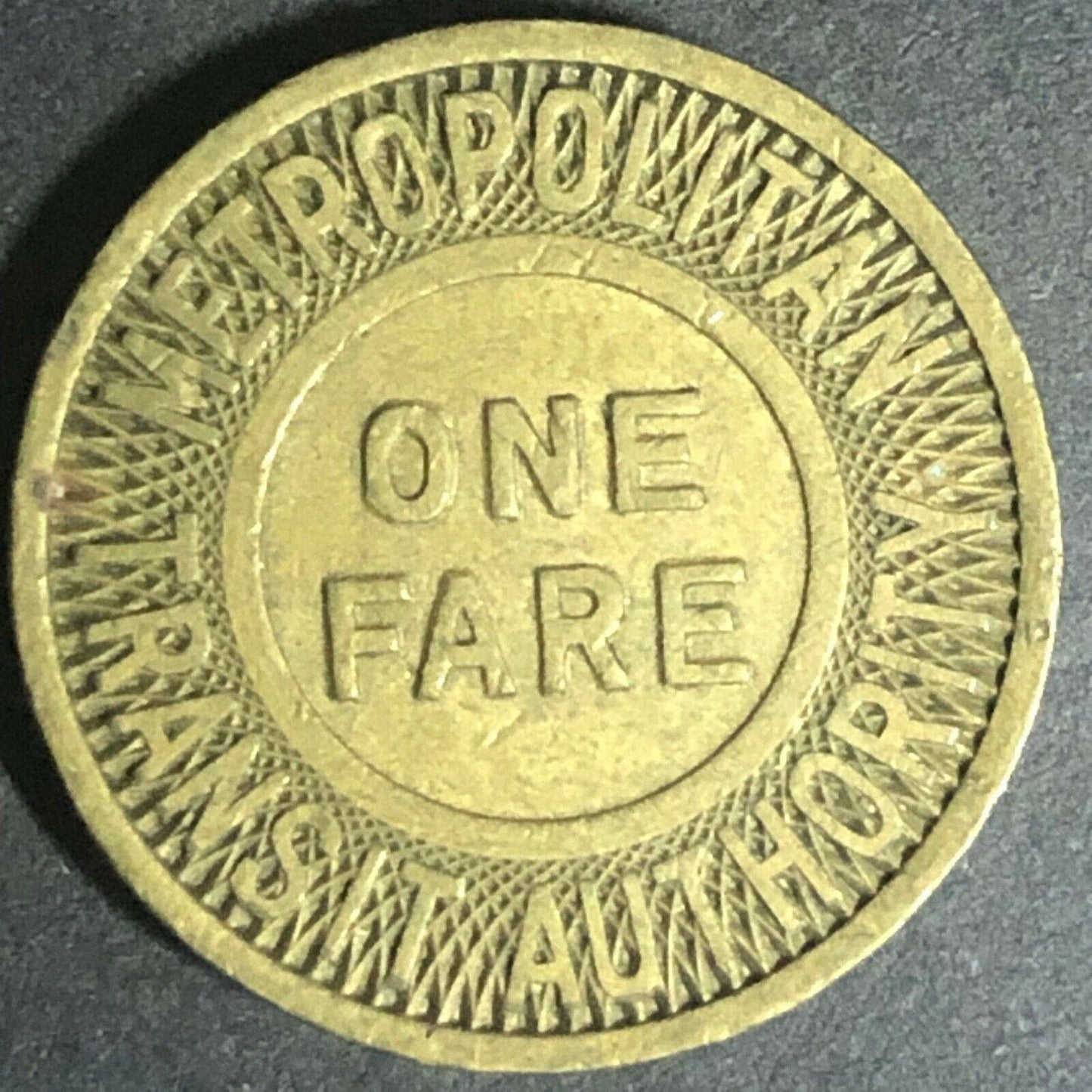 c1951 20mm Metropolitan Transit Authority One Fare Brass Transit Token Boston