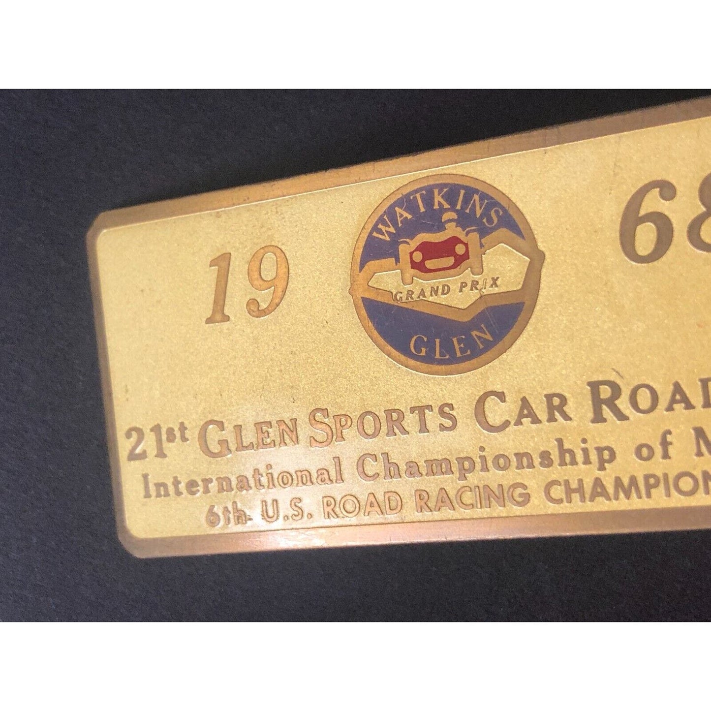 1968 21st Watkins Glen Sports Car Road Race Brass Wall Plaque