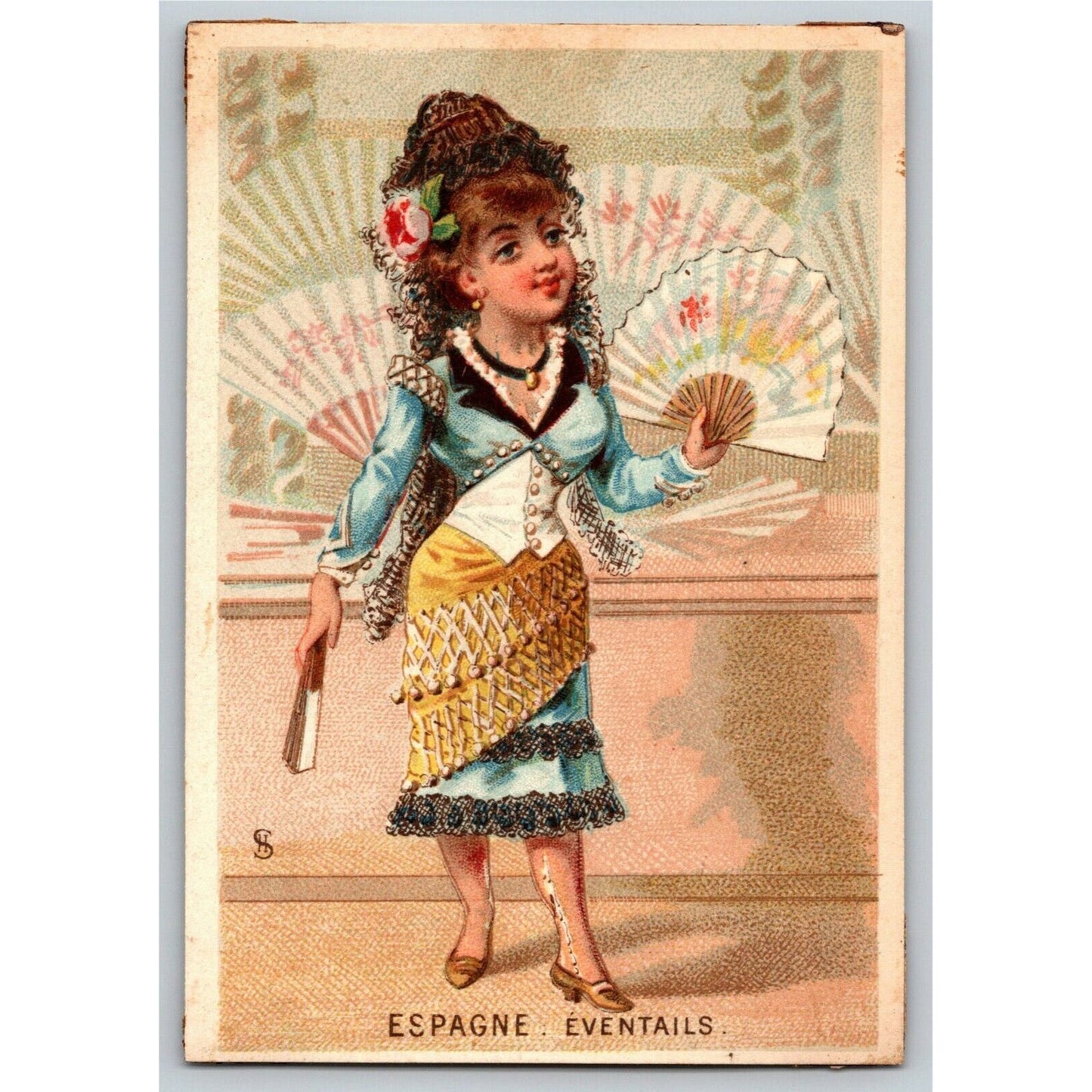 French Victorian Trade Card - 1889 Exposition Universelle - Espagne Eventails
