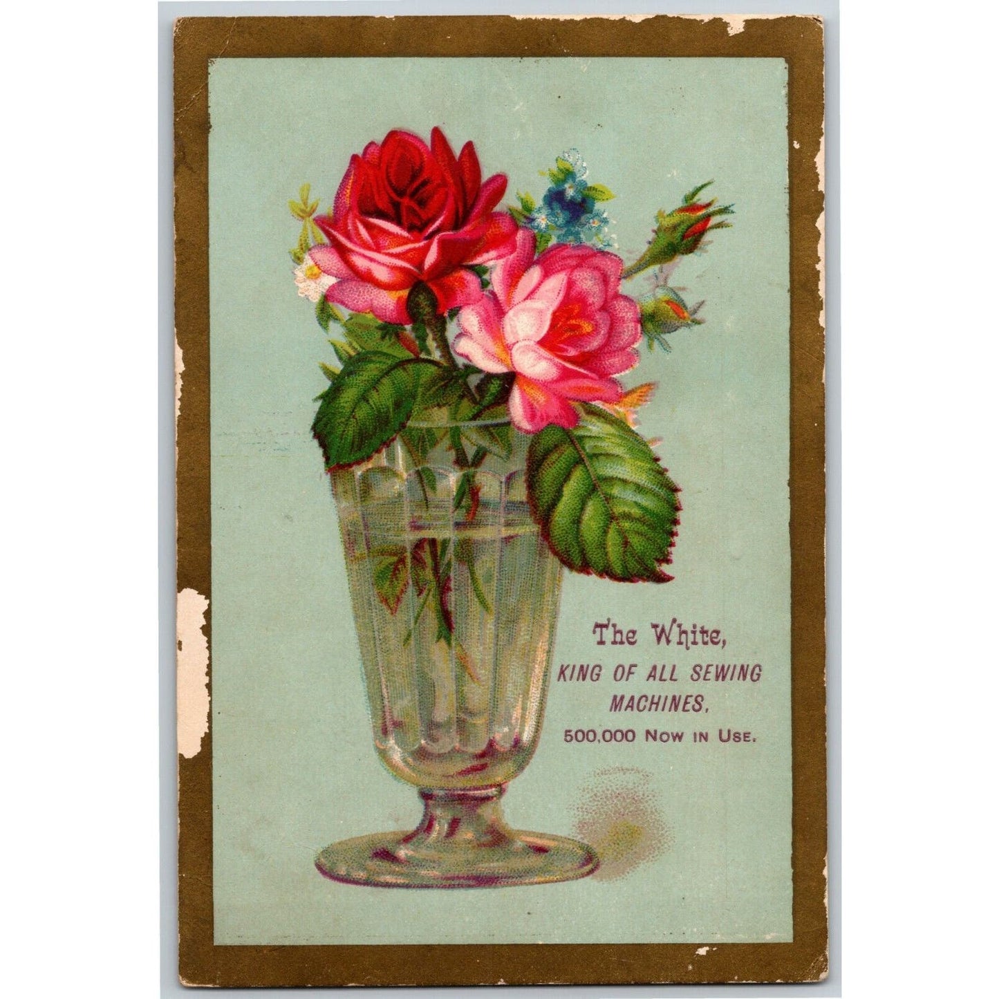 "The White, King of All Sewing Machines" Roses - Large Victorian Trade Card