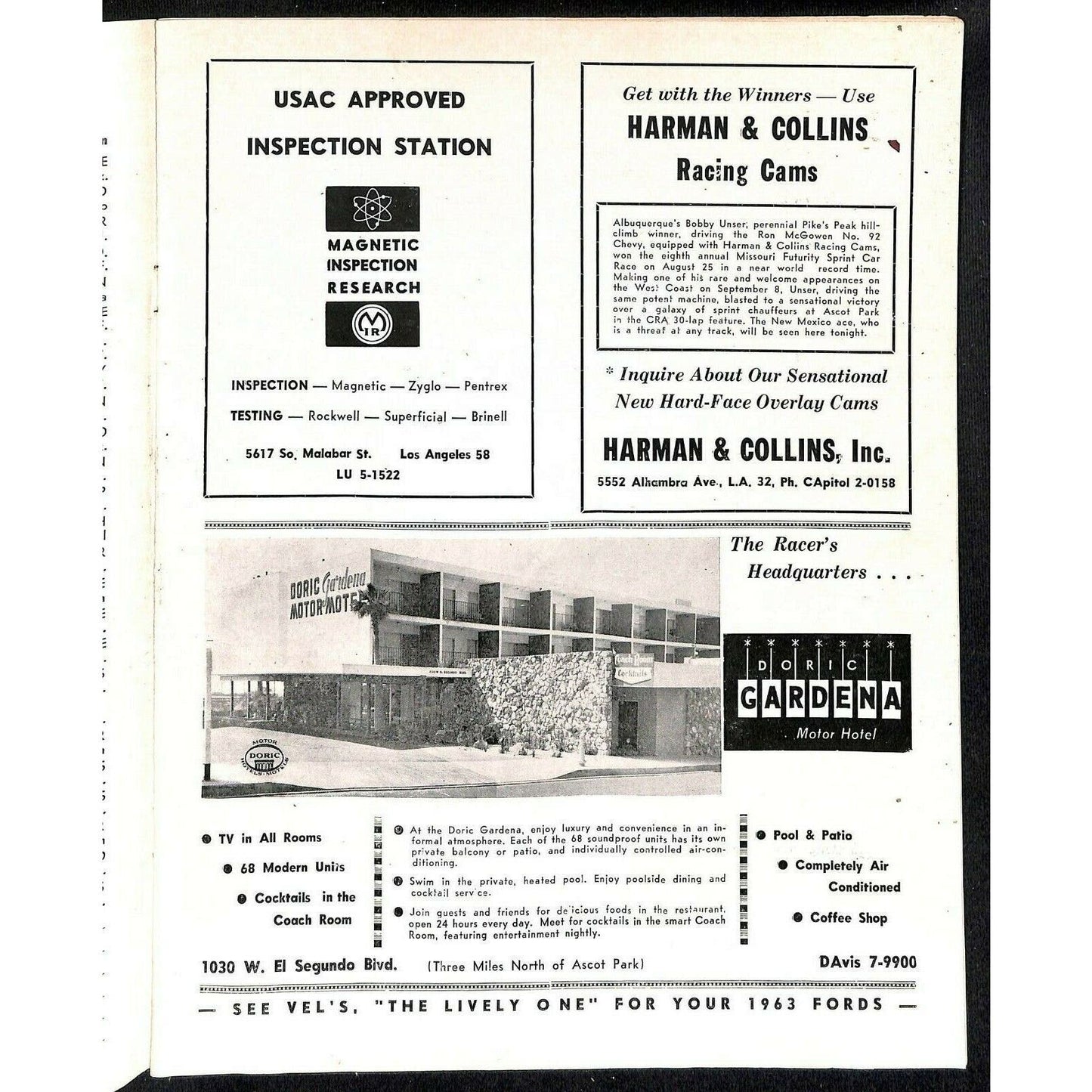 Scarce 11/10 1962 Auto Racing USAC Program Ascot Gardena, CA 16pp Parnelli Jones