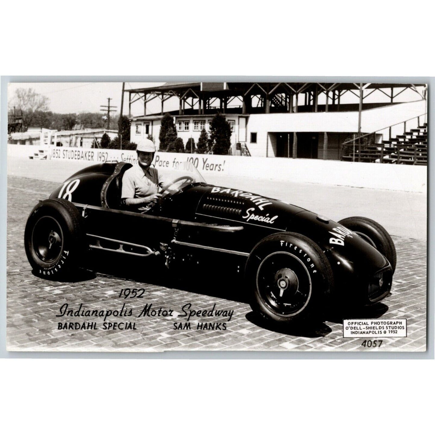 Indy 500 RPPC Postcard "1952 Sam Hanks" Official Race Photo Unposted VGC