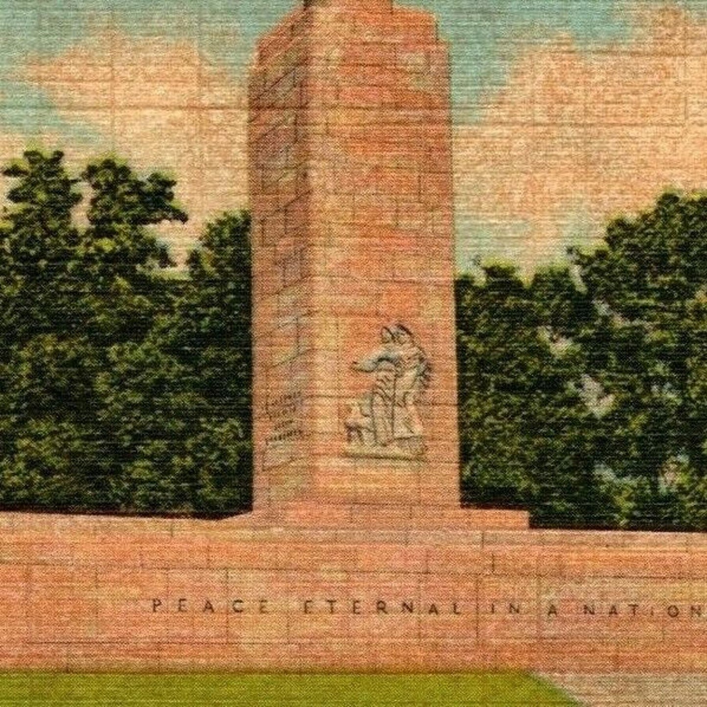 Vintage Linen Postcard Eternal Light Peace Monument, Gettysburg, PA