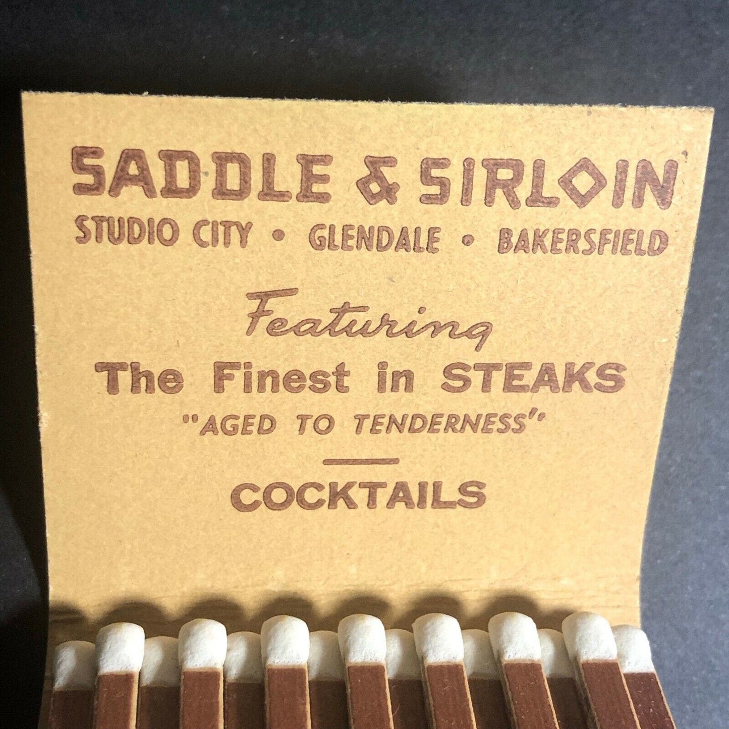 Scarce c1940's-50's Full Matchbook Saddle and Sirloin Studio City Glendale