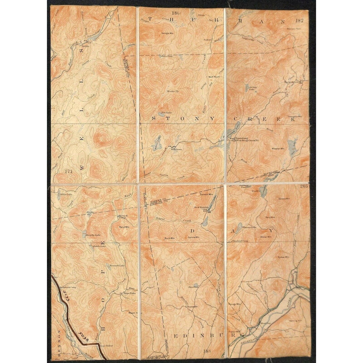 Vintage Official NY State Topographic Map Griffin Hope Valley West Day Stony