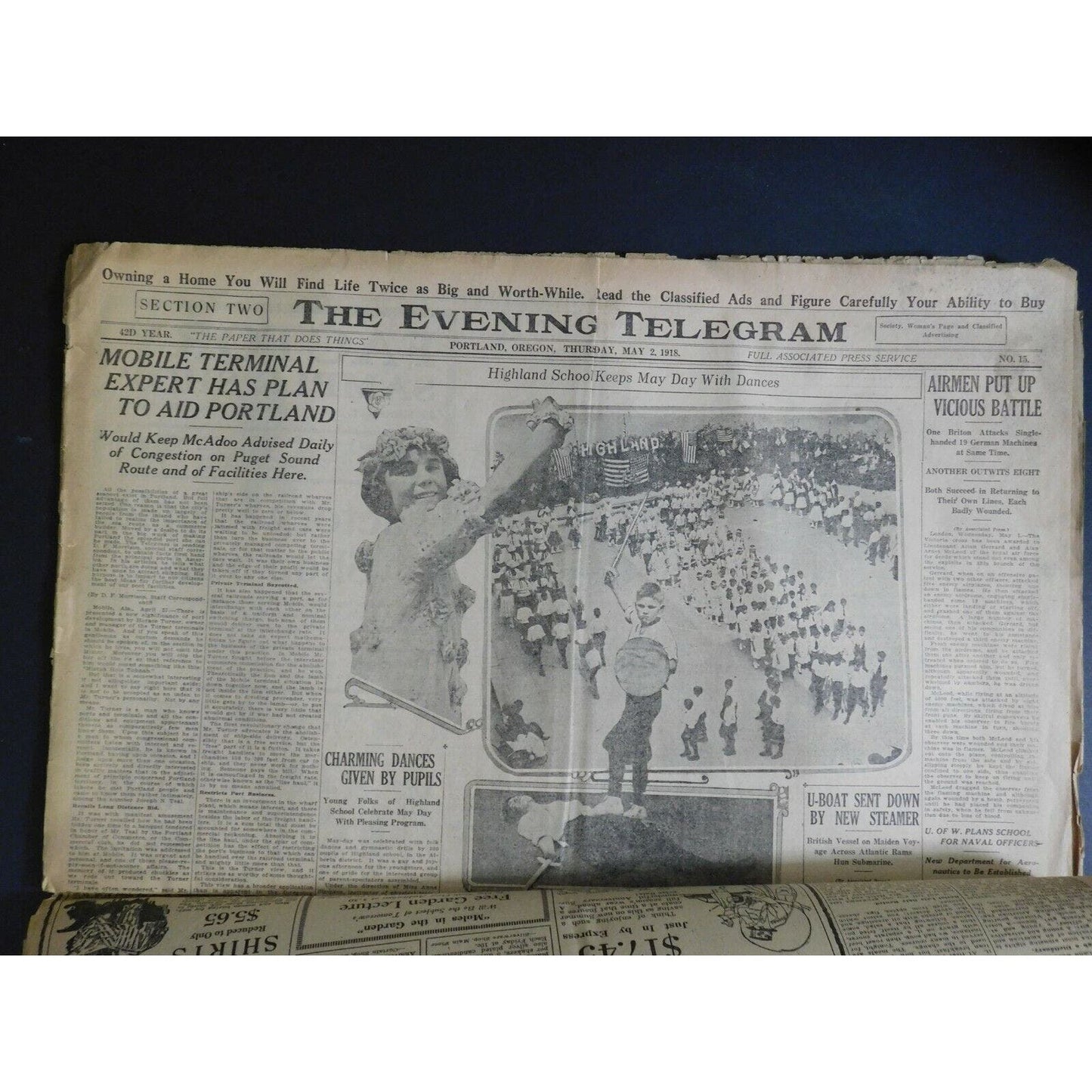 WWI Era Newspaper - The Evening Telegram (Portland, OR) - May 2 1918 - 18 pgs.