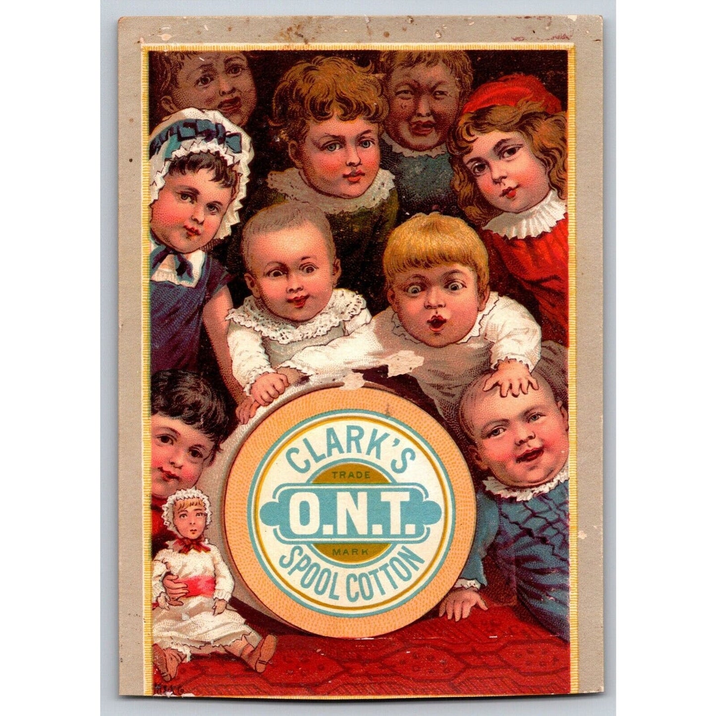 "A - Head of All of Them" Many Children's Faces Victorian Trade Card