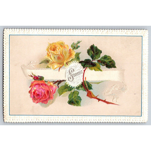 F. P. Louderbough Druggist Philadelphia Victorian Trade Card - Rev. Emb. Floral