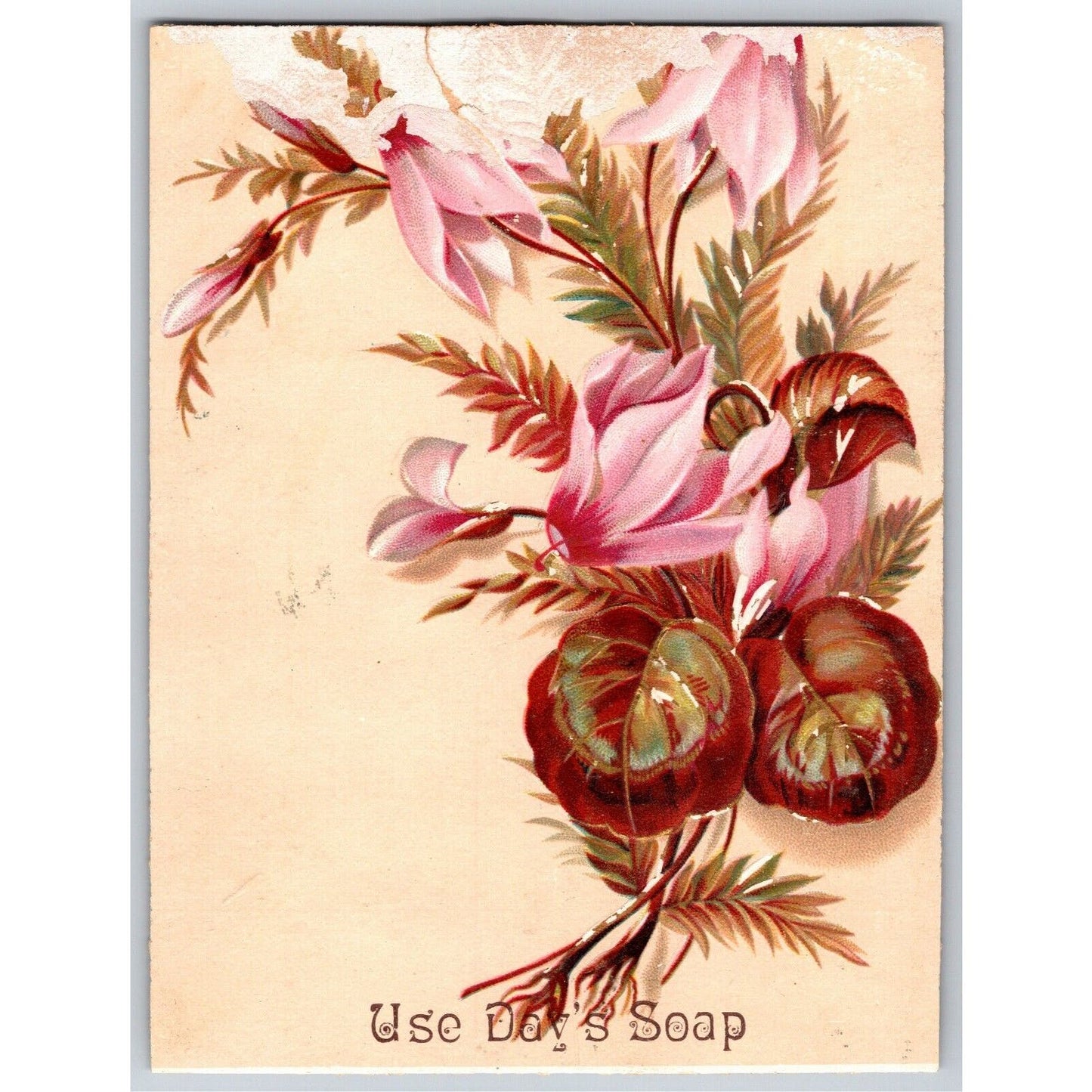 Day's Soap Floral Victorian Trade Card Trimmed - Embossed