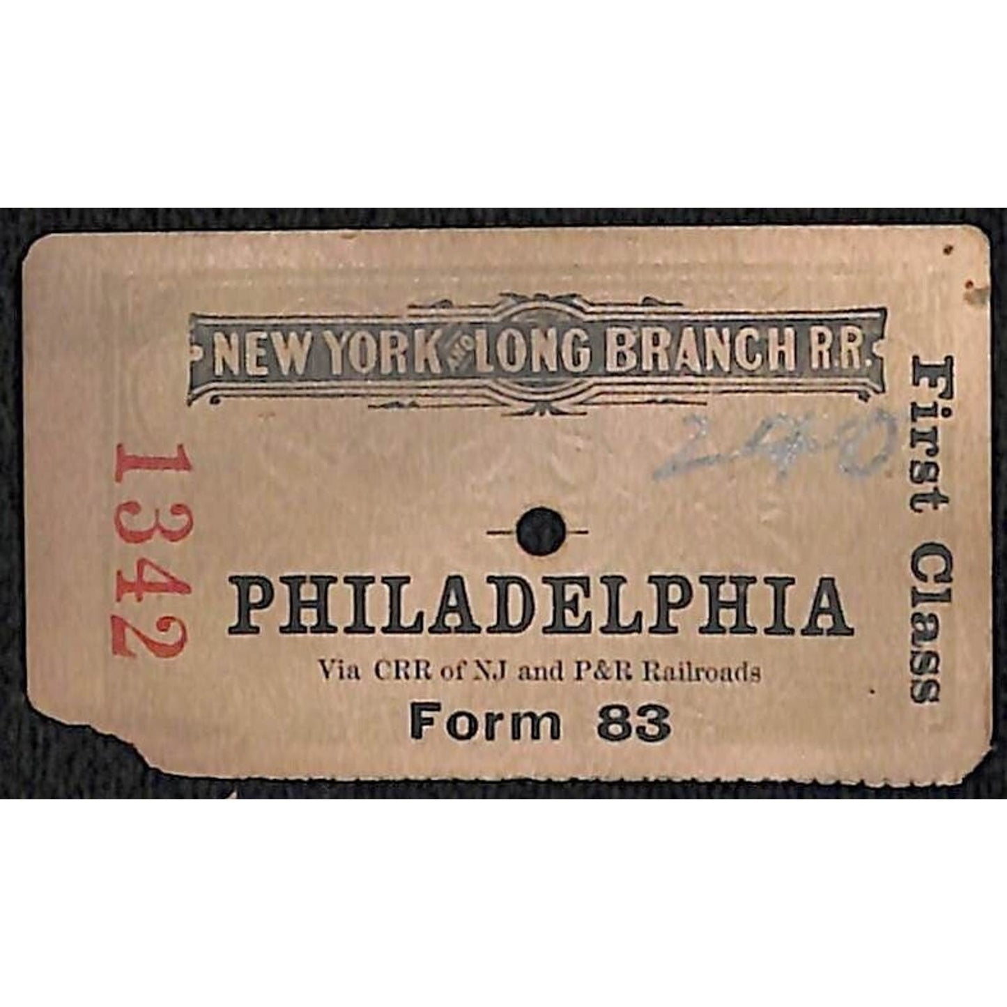 New York & Long Branch Railroad 1896 North Asbury Park to Philadelphia #1342