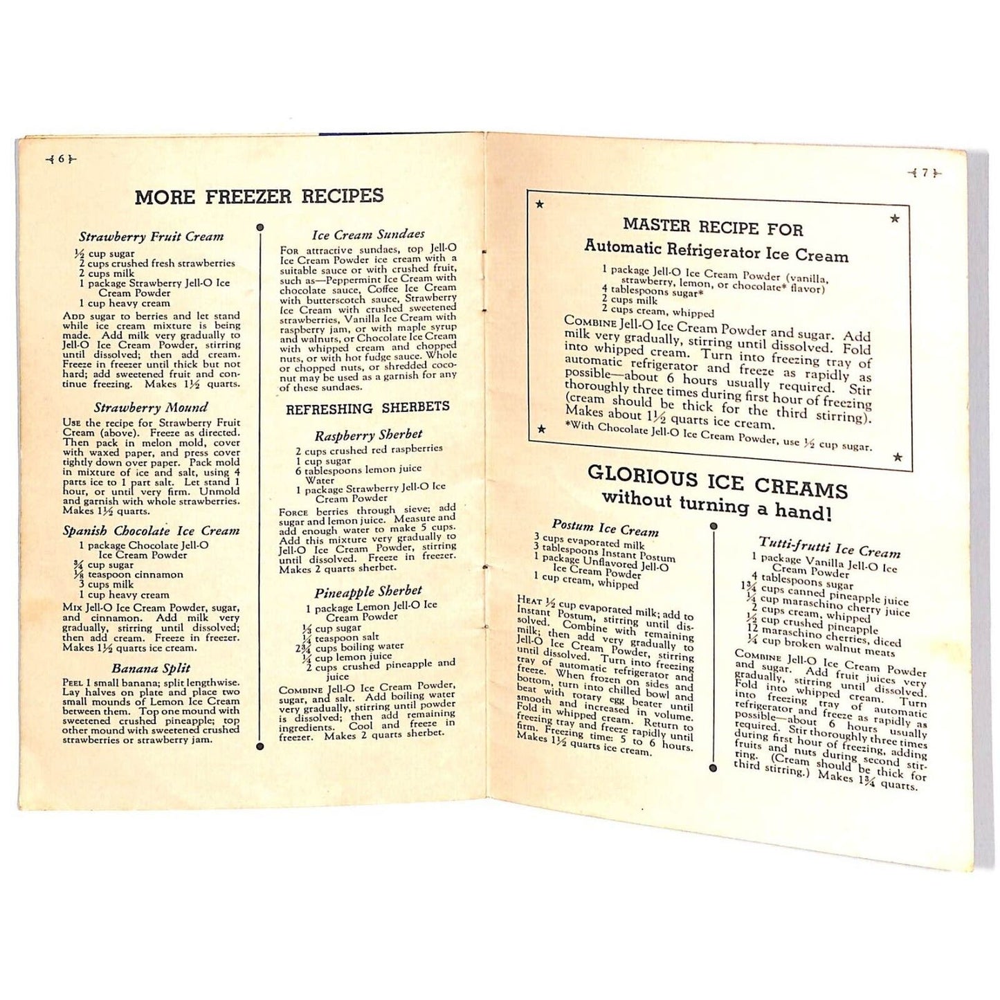 Jell-O Ice Cream Powder Recipe Booklet 1935 7pp - VGC Scarce