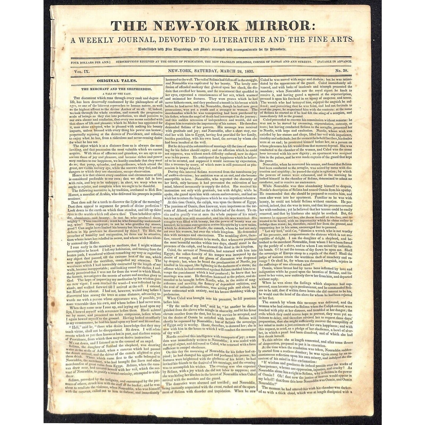 New-York Mirror Weekly Journal Literature Fine Arts Newspaper 3/24/32 8pp