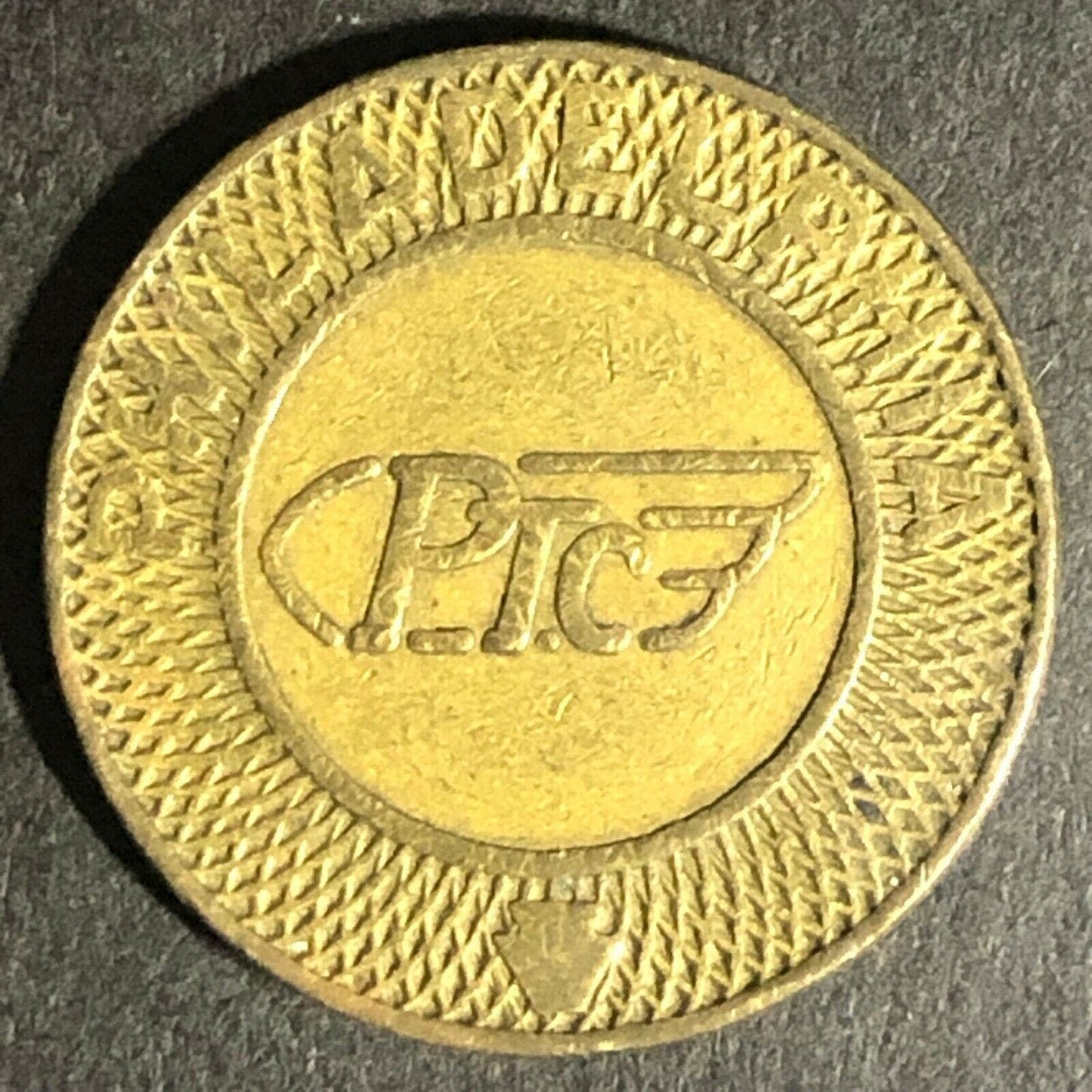 Brass G/F One Fare Transit Token Philadelphia Transportation Co. PTC 20mm (1838)