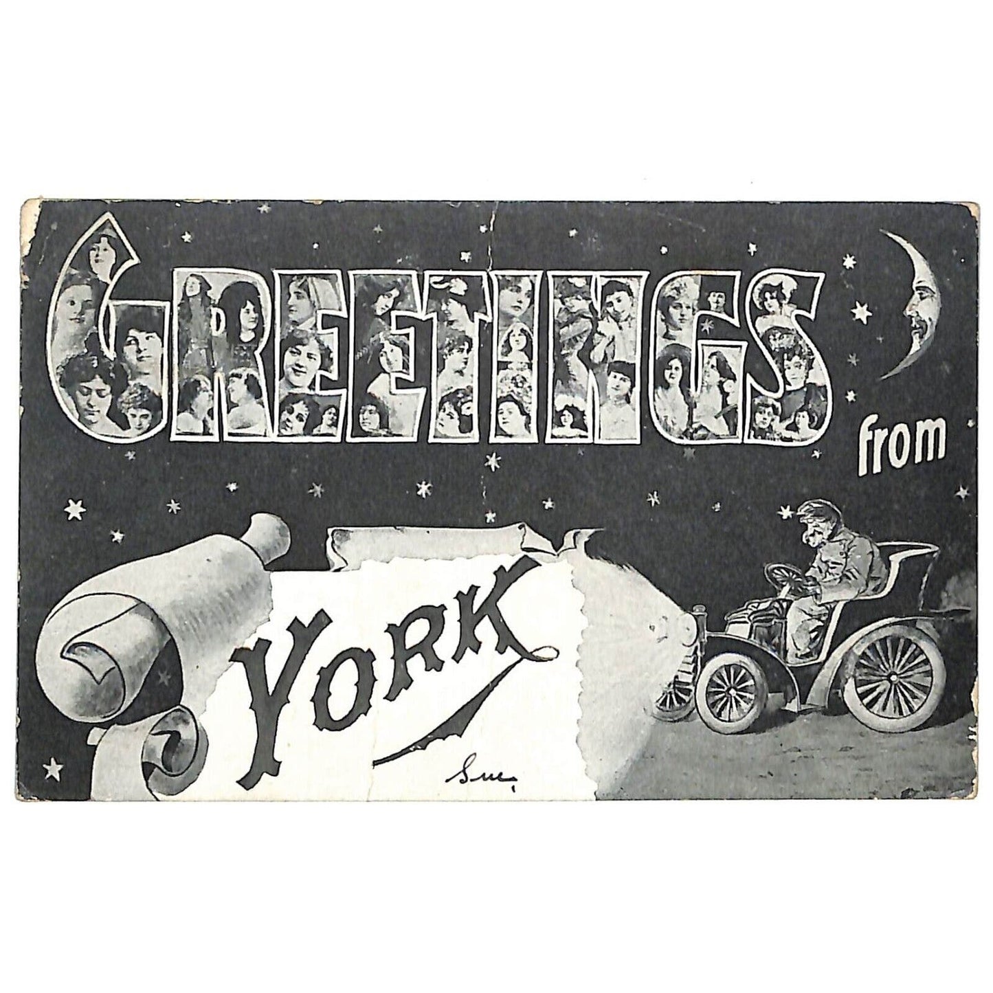 Greetings From York (PA) Large Letter Postcard PM 1907