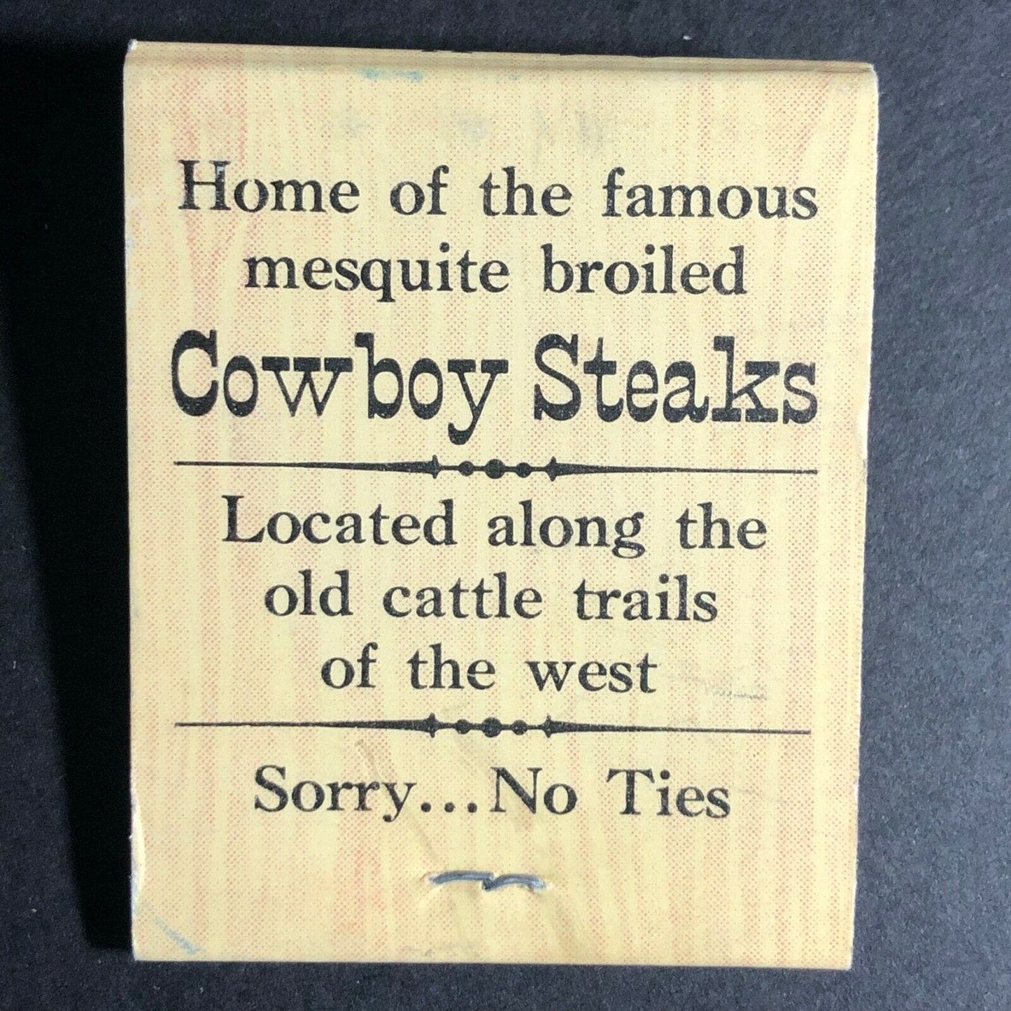 Vintage c1960's-75 Full Matchbook Pinnacle Peak Cowboy Steaks Covered Wagon