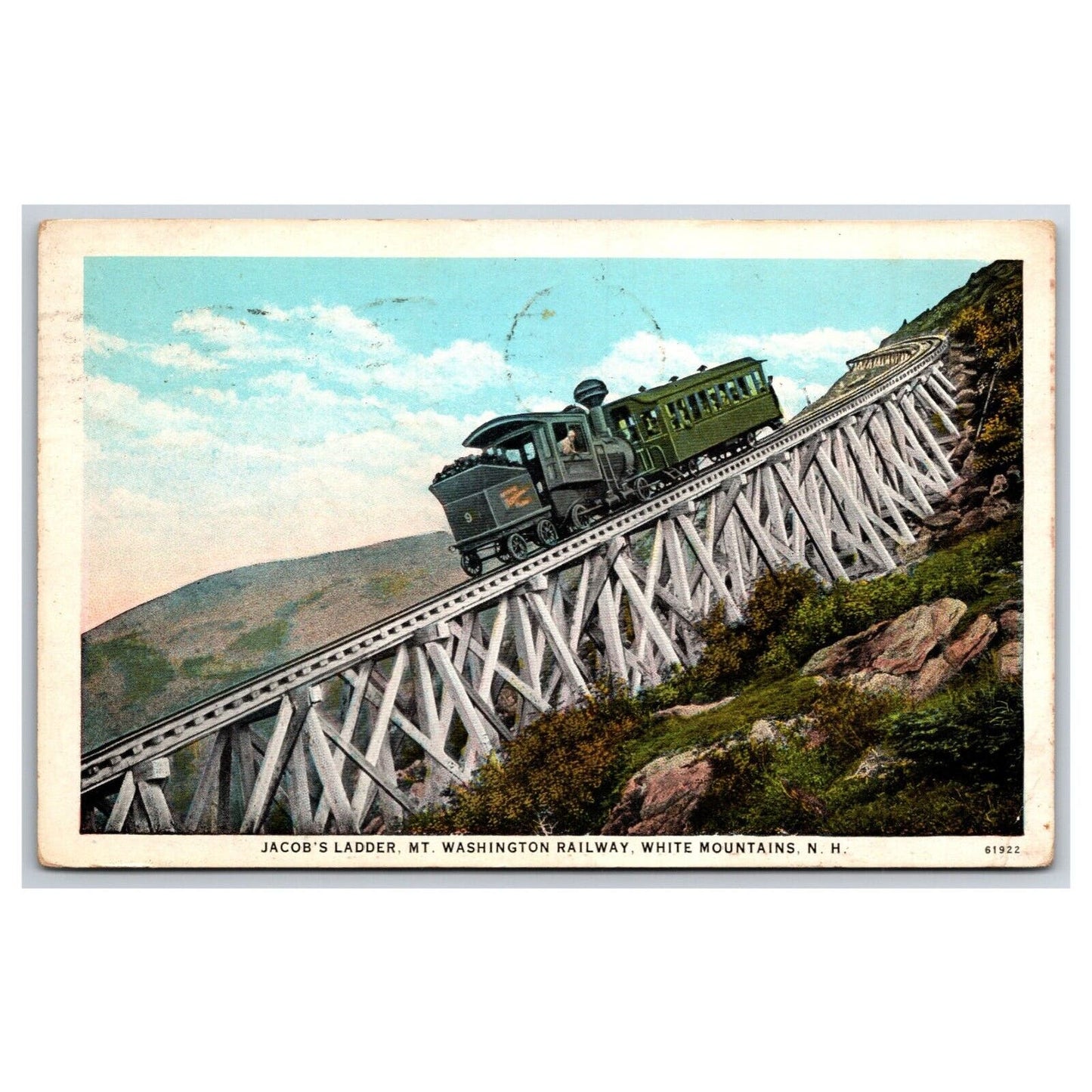 1931 Jacob's Ladder Mt. Washington Railway (Cog) White Mountains NH Postcard