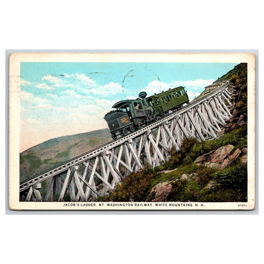 1931 Jacob's Ladder Mt. Washington Railway (Cog) White Mountains NH Postcard