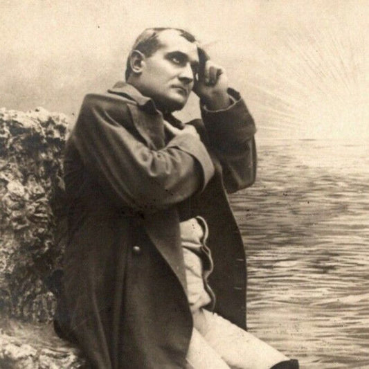 c1907-16 Russian / Cyrillic Postcard Napoleon Rests and Contemplates Near Water