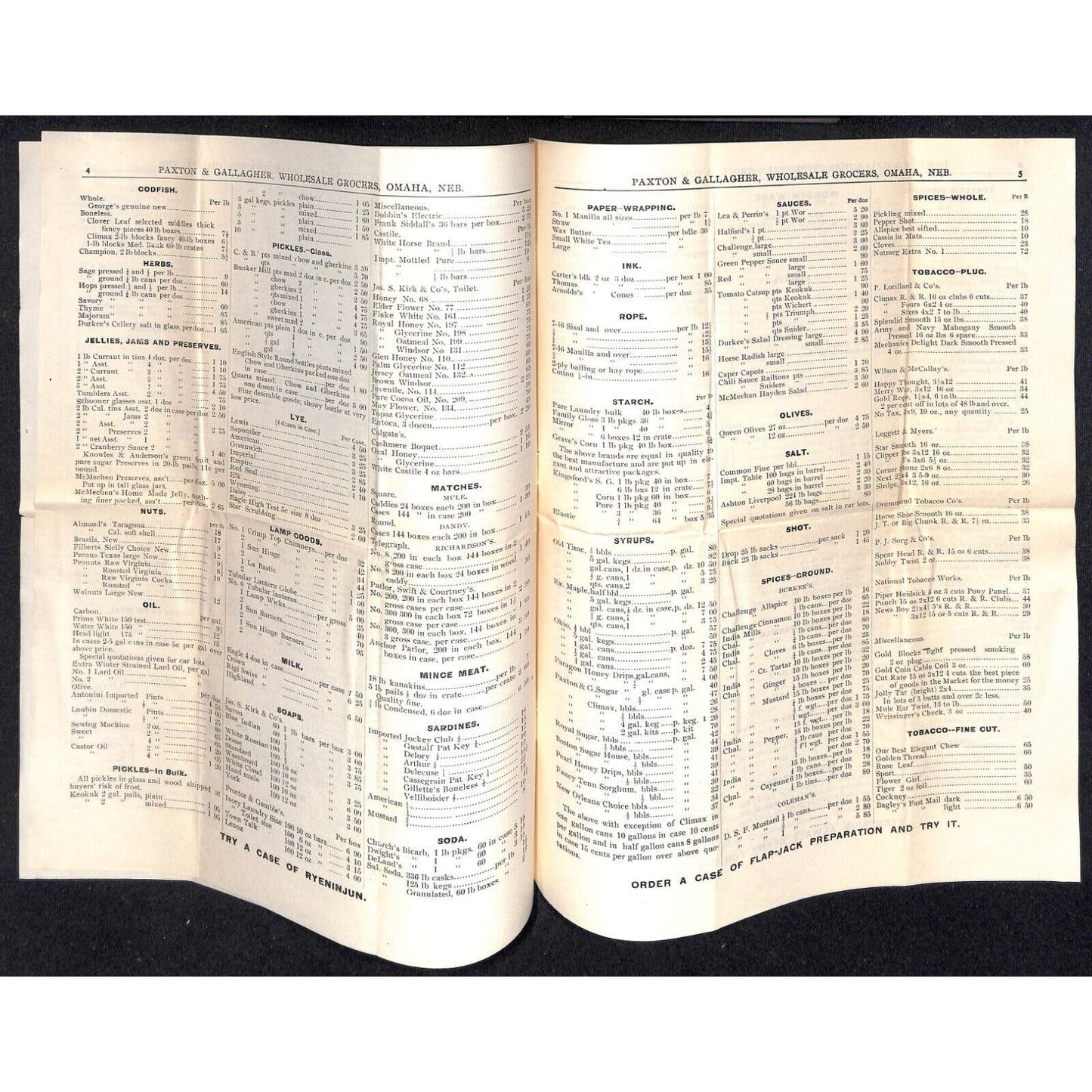 1889 Paxton & Gallagher "Weekly Price Current" Wholesale Grocers 8pp VGC Scarce