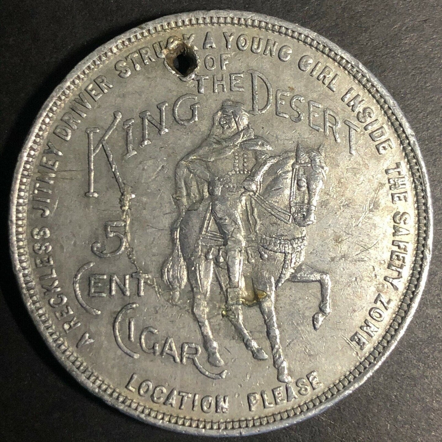 35.25mm Aluminum Potenate Ten Cent King of the Desert Cigar Token - Fauver