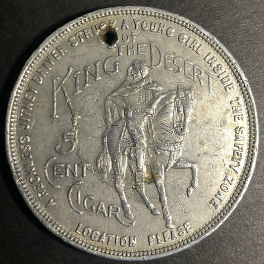 35.25mm Aluminum Potenate Ten Cent King of the Desert Cigar Token - Fauver