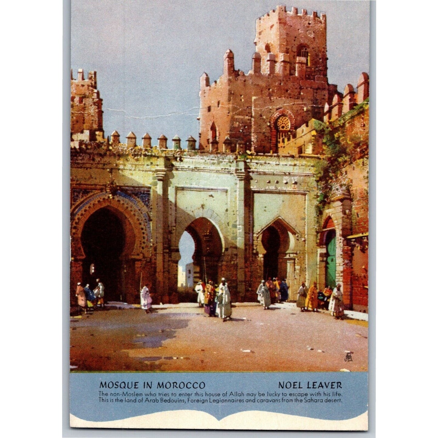 Mosque in Morocco Arab Bedouins Noel Leaver Ink Blotter c1950's-60's