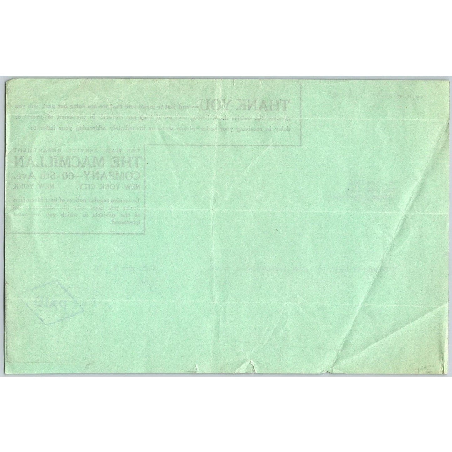 New York City Macmillan Company Books 1936 Receipt / Montana Club Helena
