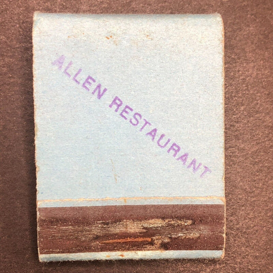 Allen Restaurant Half Full (-10) Matchbook (Location ?) c1940's-50's