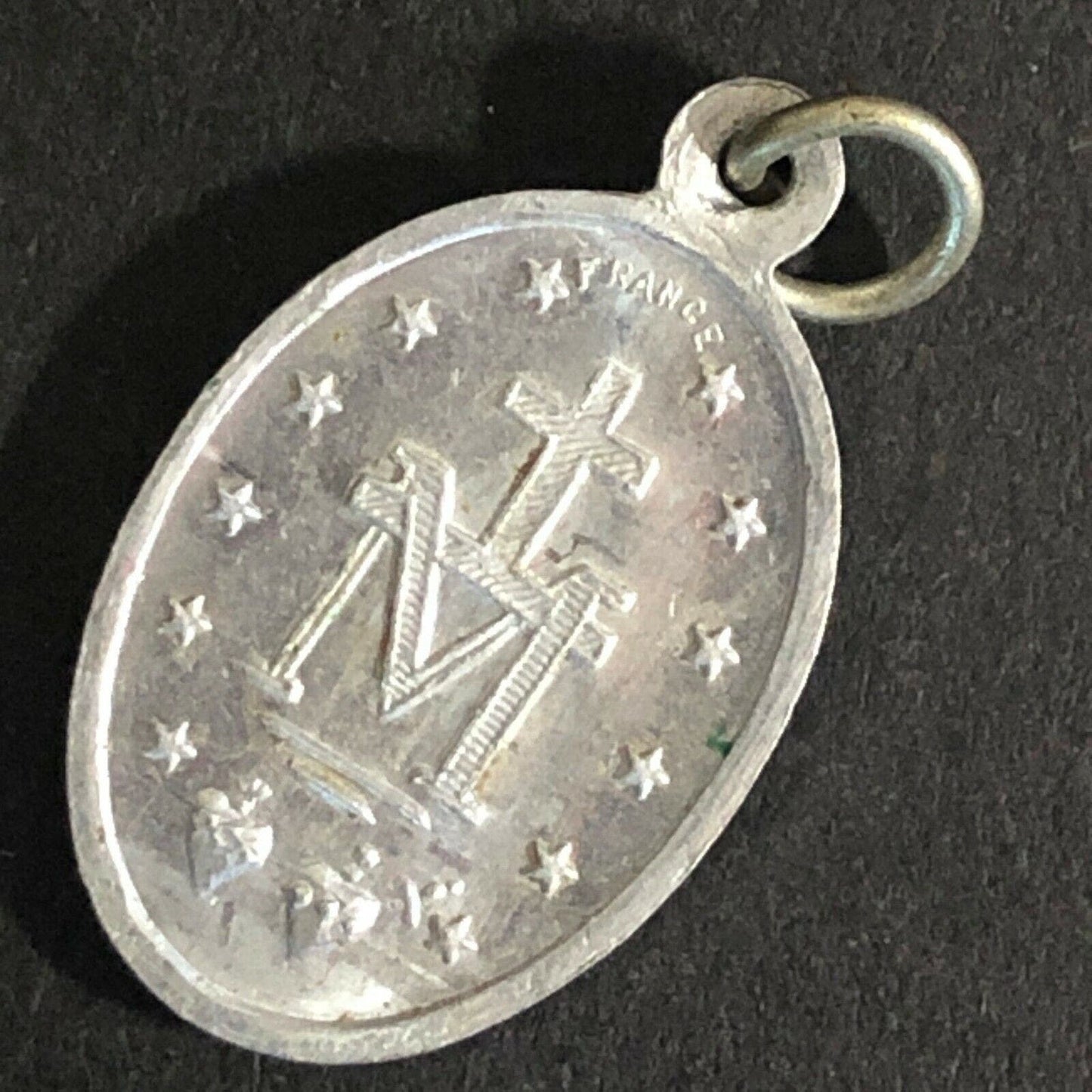 Vintage 22mm c1960's-70's Aluminum "Mary, Conceived Without Sin..." Pendant