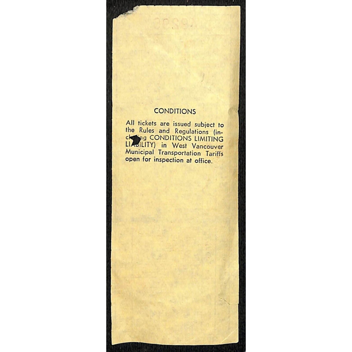 West Vancouver Municipal Transportation Ticket Football c1950's-60's