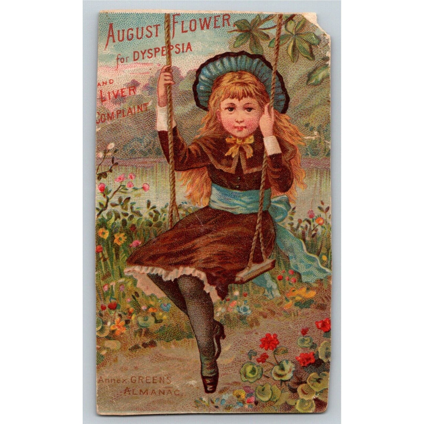 Boschee's German Syrup J. H. Burke, Boston, VA Girl Swing Victorian Trade Card